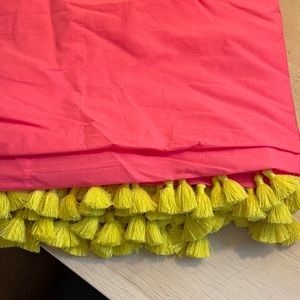 Set of 2 Serena and Lily French Tassel pink with yellow fringe curtain panels
